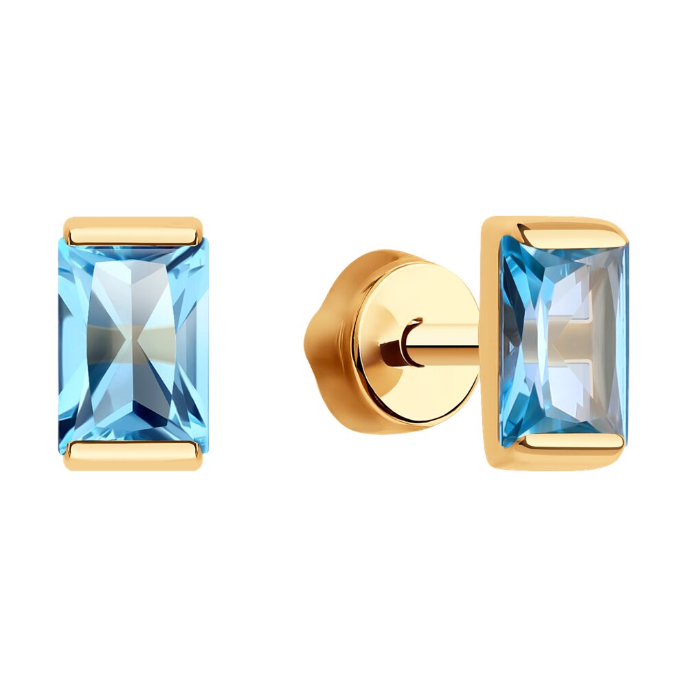 Sokolov gold earrings with topaz - image 2