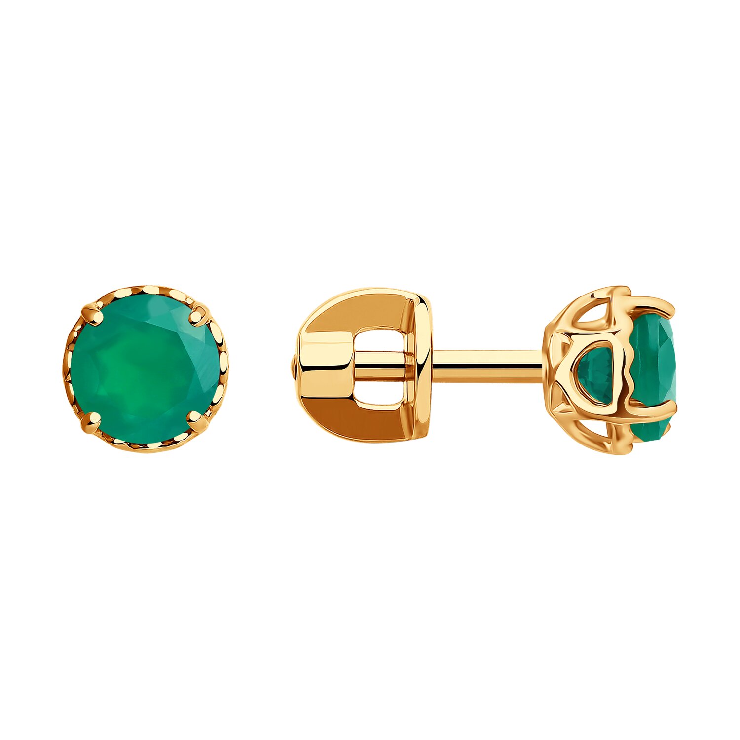 Sokolov gold earrings with agate