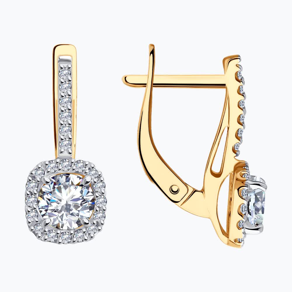 Gold Sokolov earrings with zirconia  