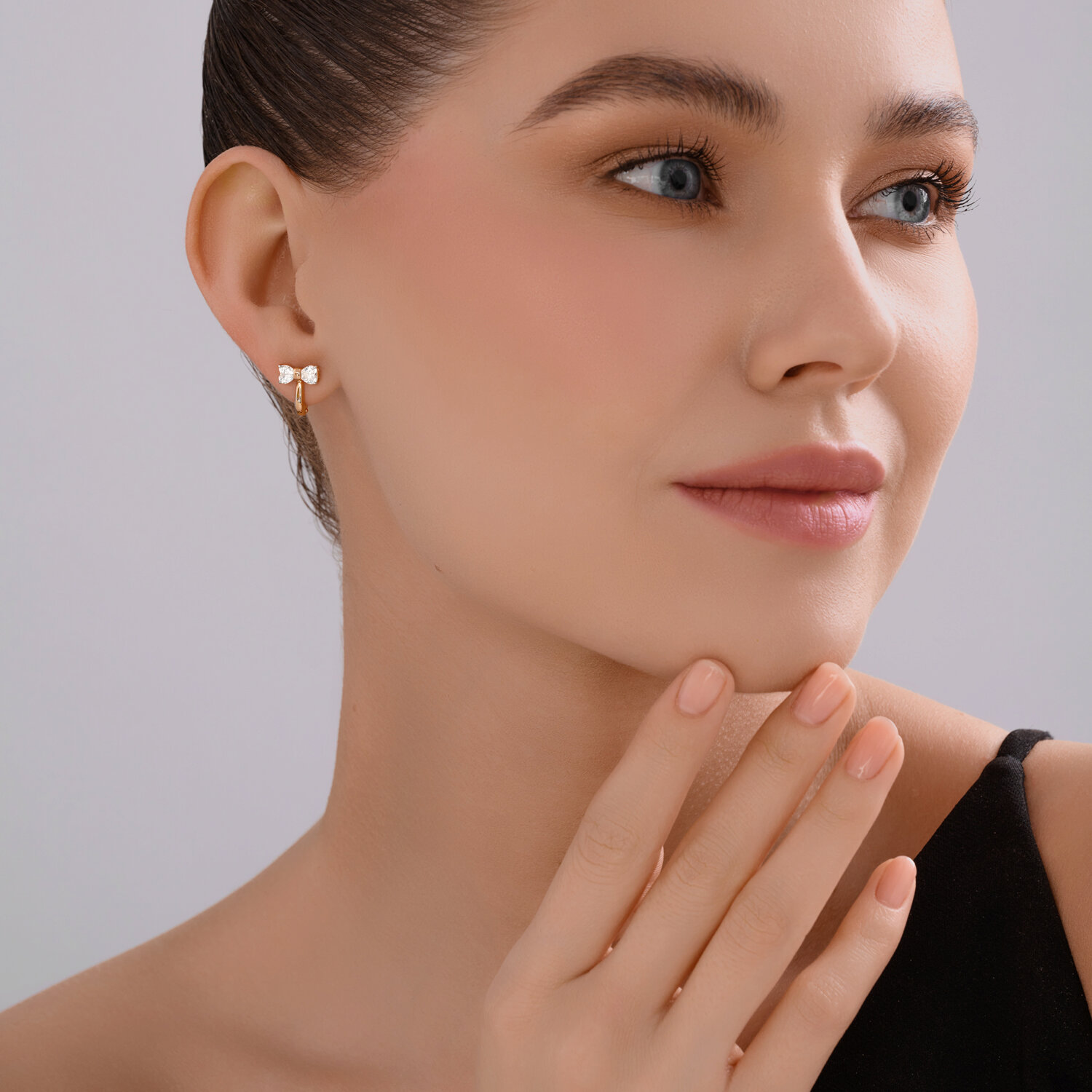 Gold Sokolov earrings with zirconia   - image 4