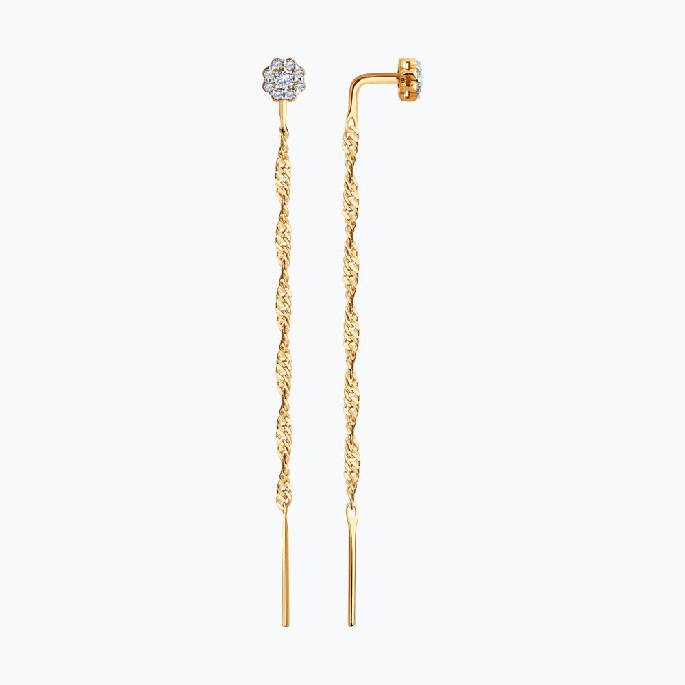 Gold Sokolov earrings with zirconia  