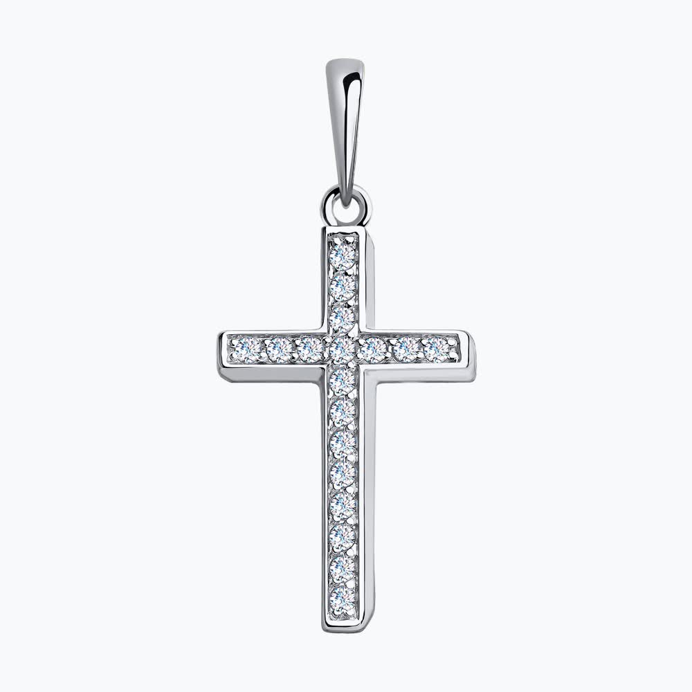 White gold Sokolov cross with zirconia