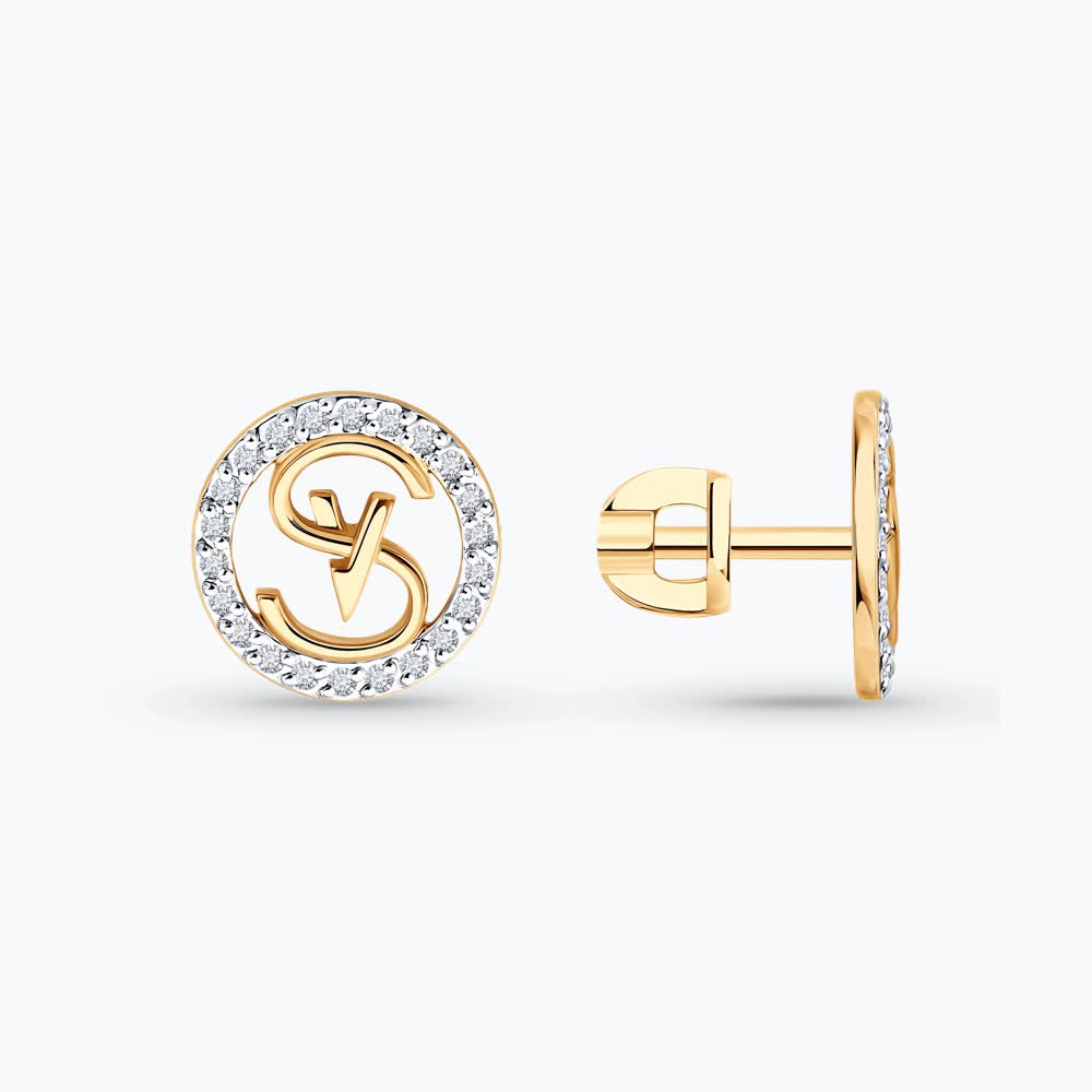 Gold Sokolov earrings with diamonds