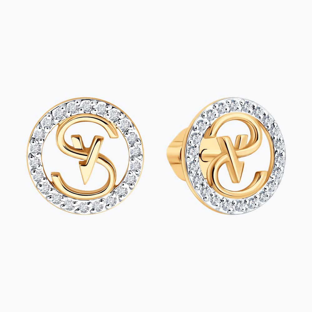 Gold Sokolov earrings with diamonds - image 2