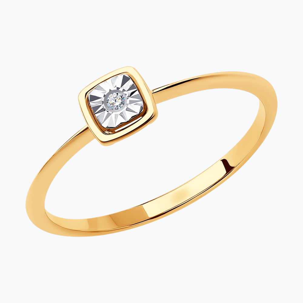 Inel Sokolov din aur combinat cu diamant
