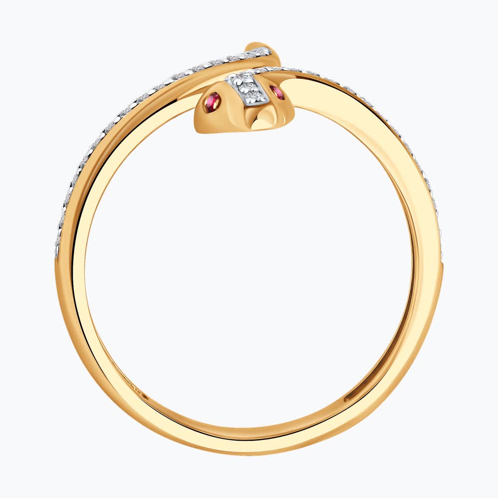 Sokolov gold ring with diamonds and rubies - image 3