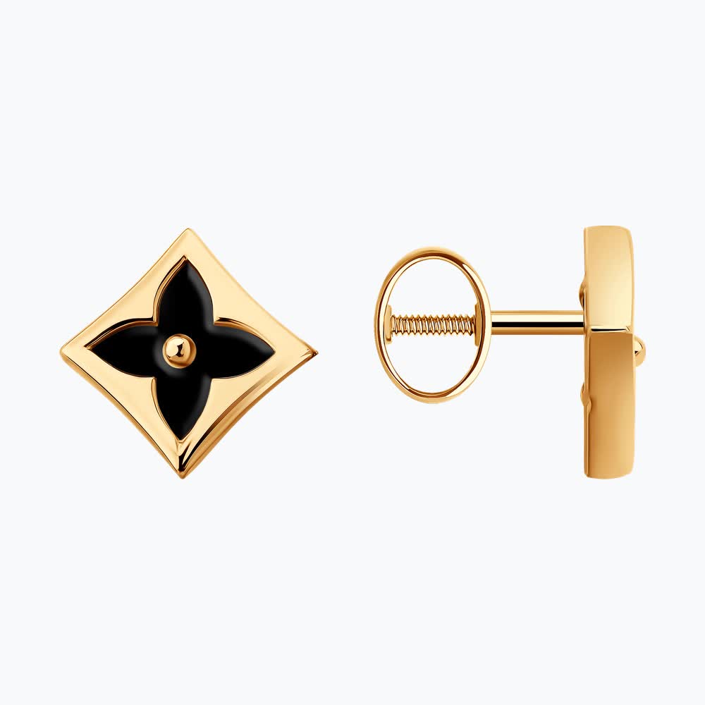 Sokolov gold earrings with onyx