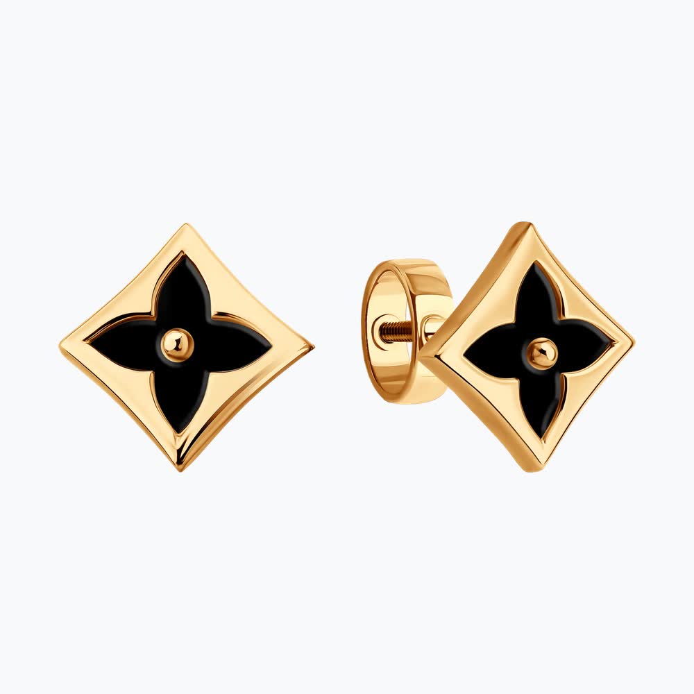 Sokolov gold earrings with onyx - image 2