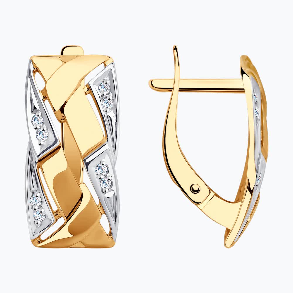 Gold Sokolov earrings with zirconia  