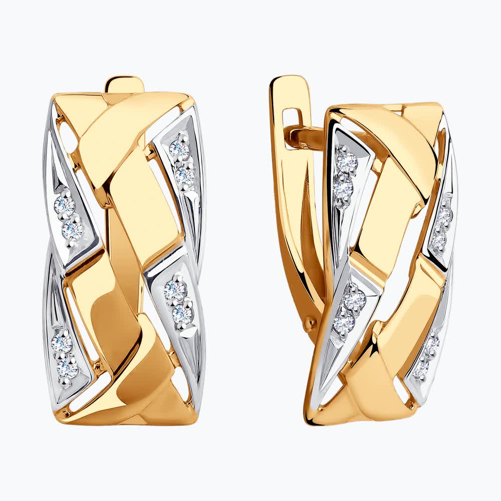 Gold Sokolov earrings with zirconia   - image 2