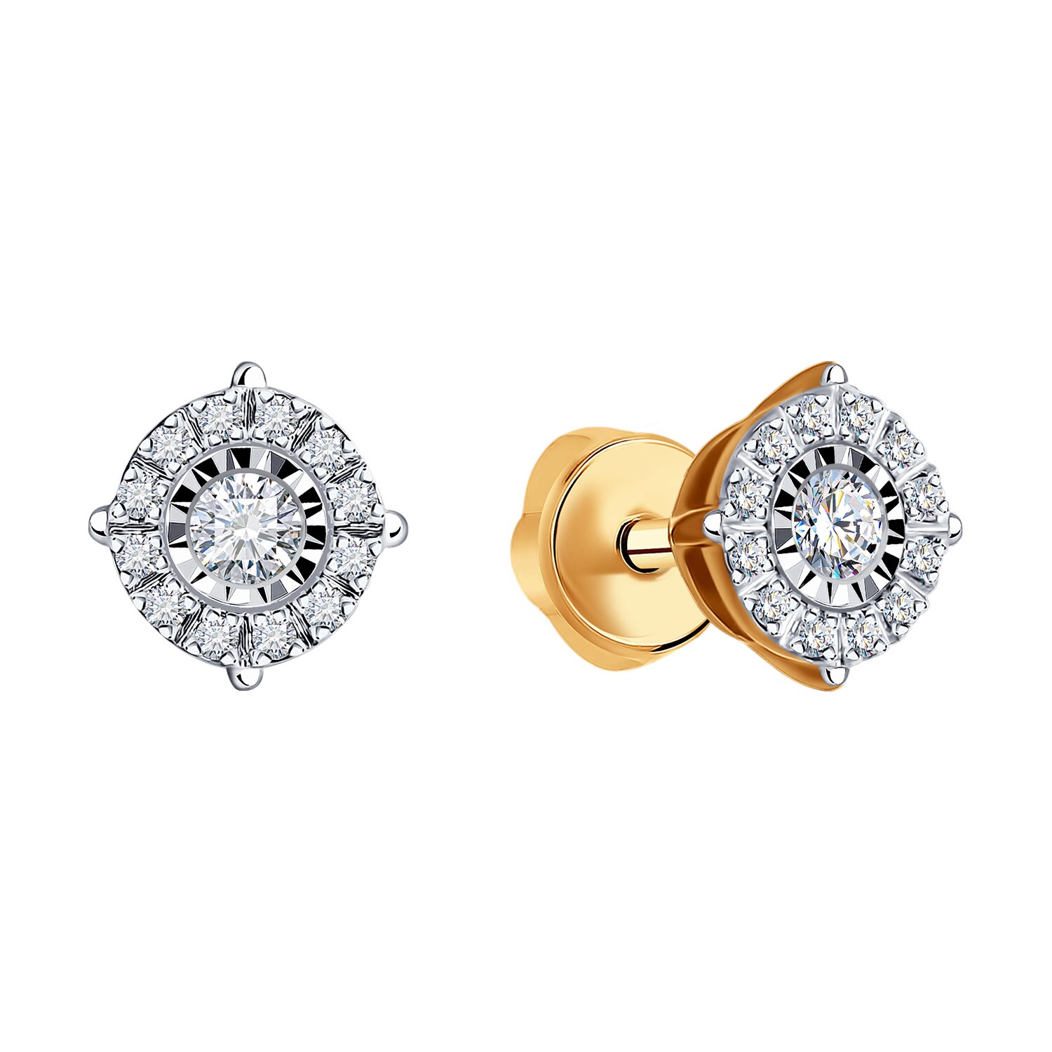 Sokolov gold earrings with diamonds - image 2