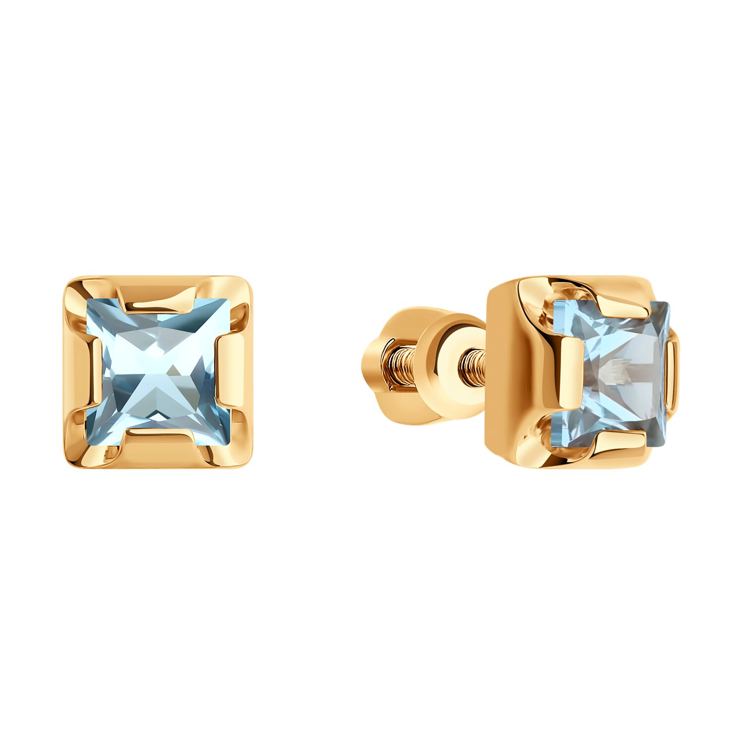 Sokolov gold earrings with topaz - image 2