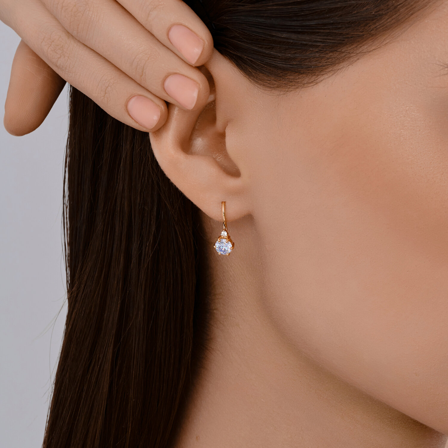 Gold Sokolov earrings with zirconia   - image 3