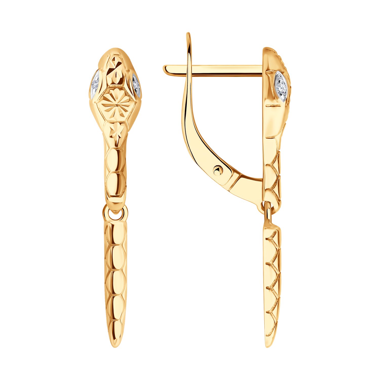 Gold Sokolov earrings with zirconia  