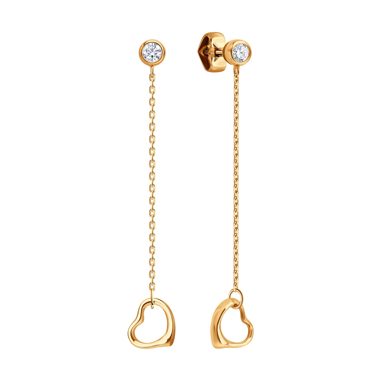 Sokolov gold earrings with zirconia - image 2
