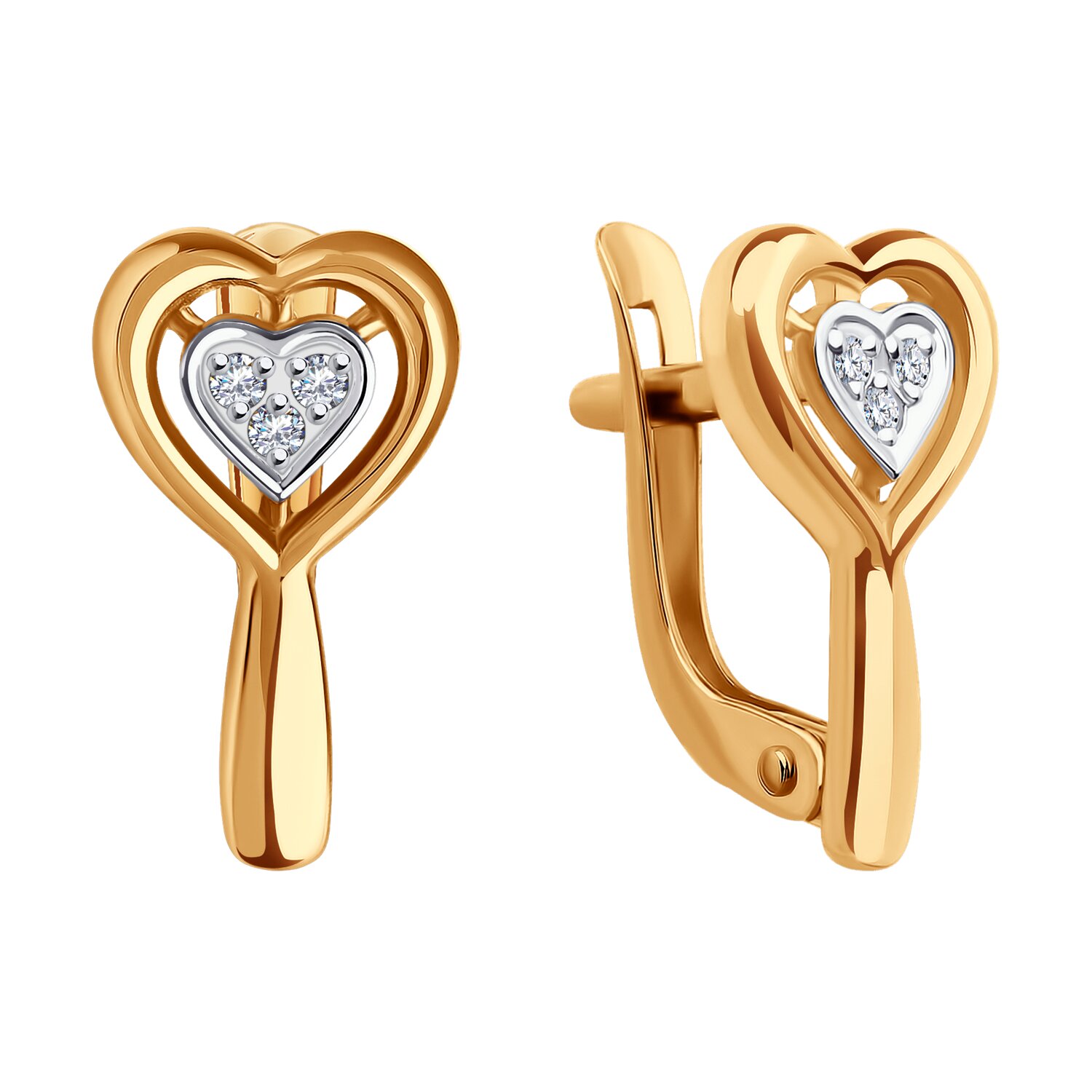 Sokolov gold earrings with zirconia   - image 2