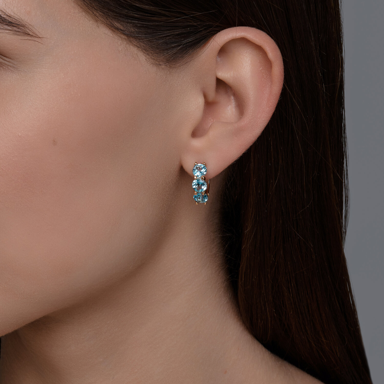Sokolov gold earrings with topaz - image 3