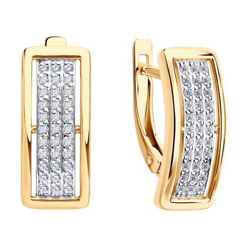 Gold Sokolov earrings with zirconia   - image 2