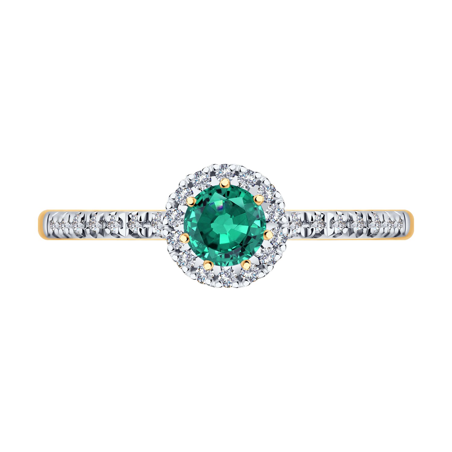 Sokolov gold ring with diamonds and emerald - image 2