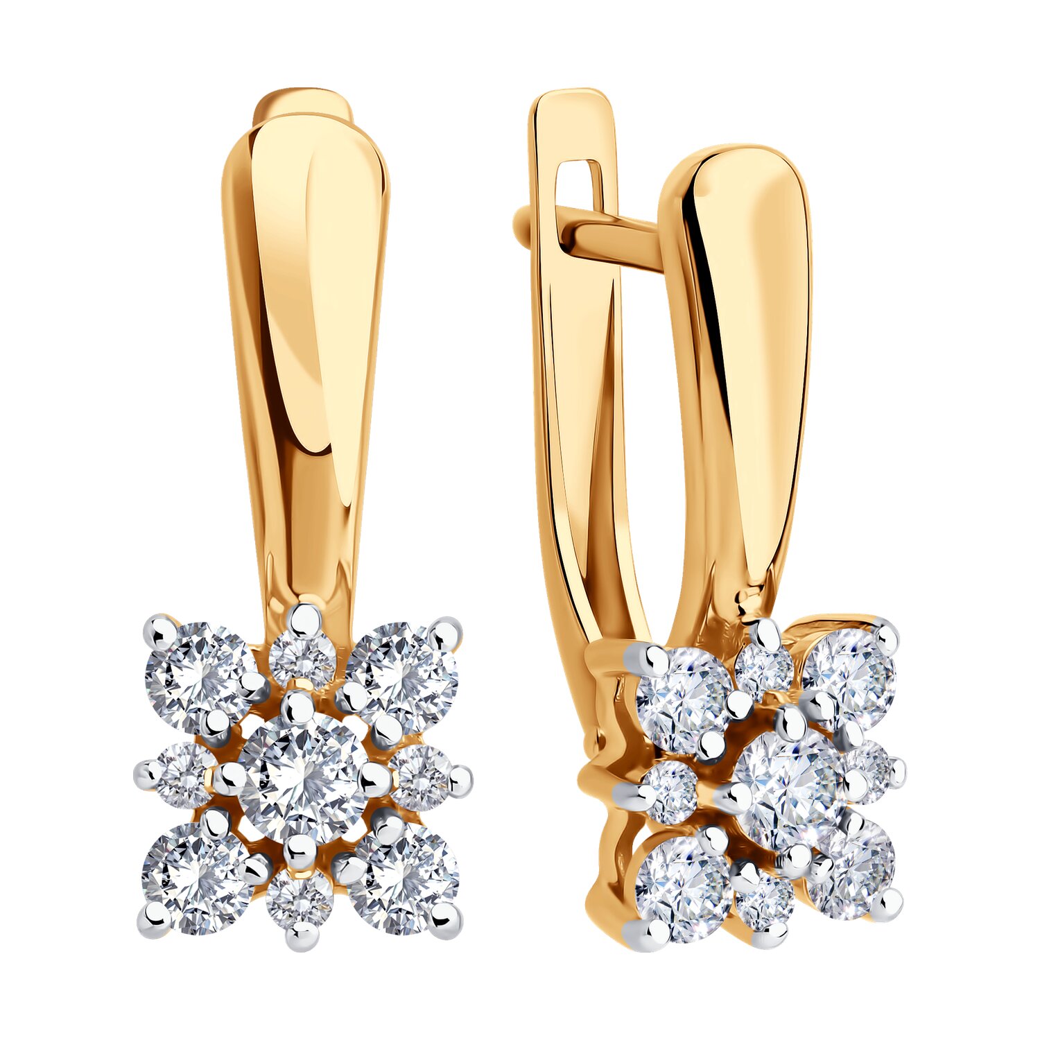 Sokolov gold earrings with zirconia - image 2