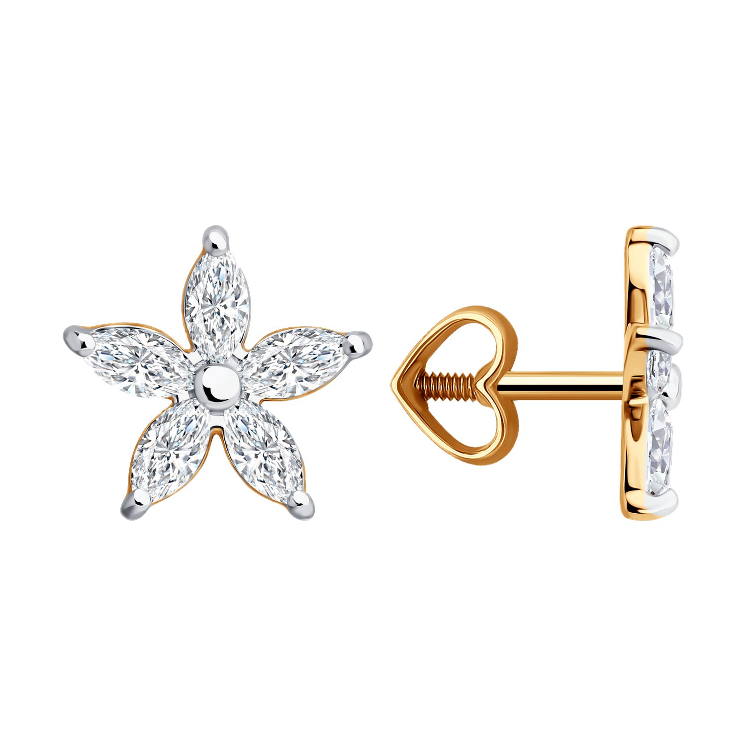 Sokolov gold earrings with zirconia