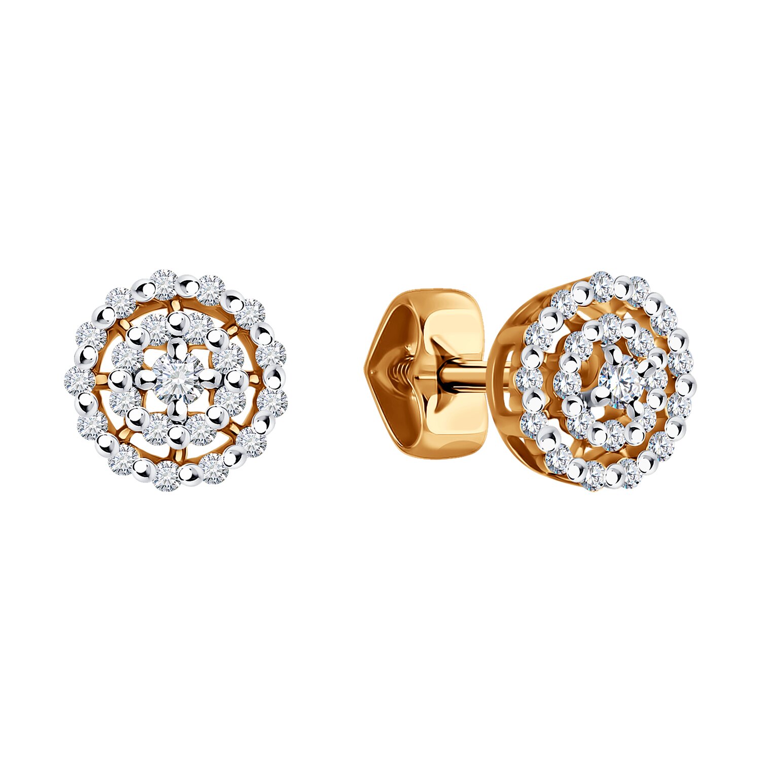 Sokolov gold earrings with diamonds - image 2