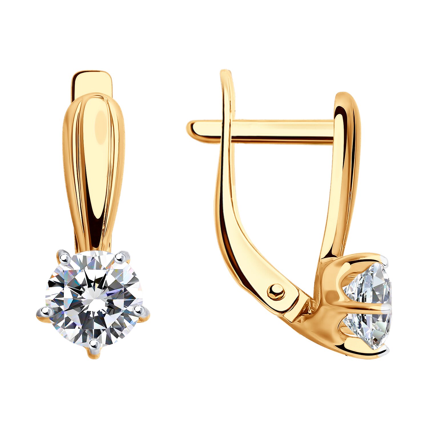 Gold Sokolov earrings with zirconia  