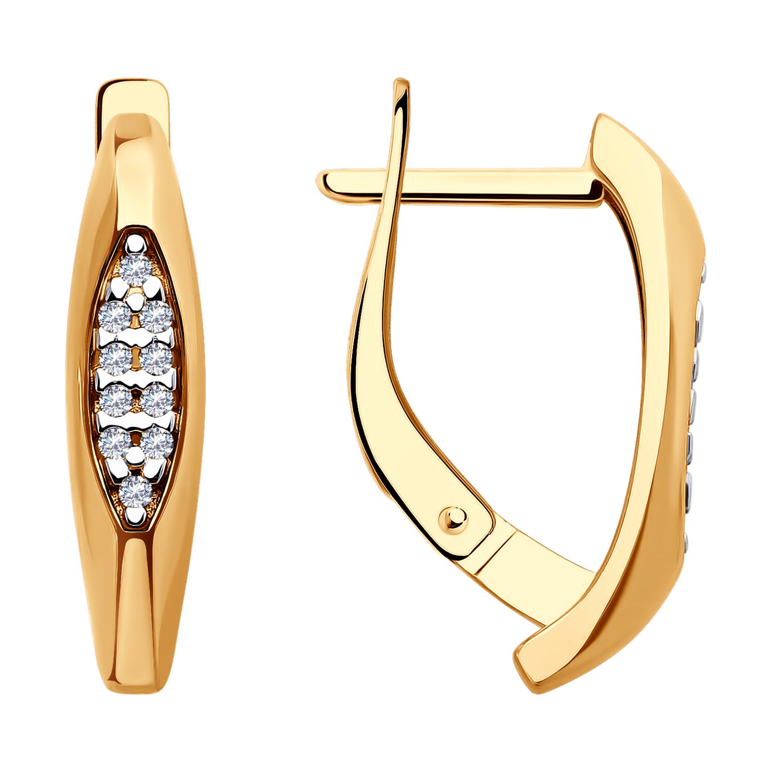 Sokolov gold earrings with zirconia