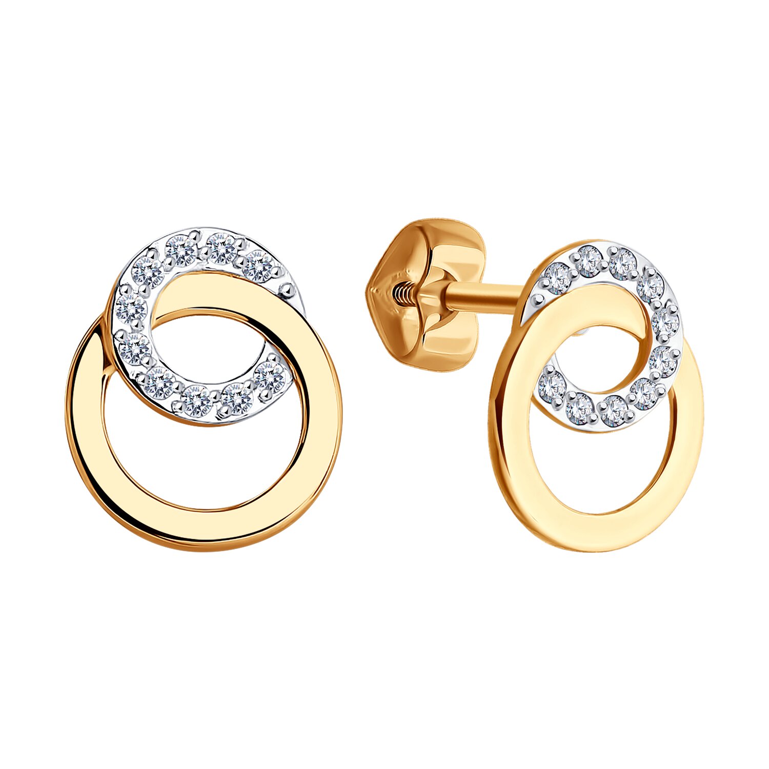 Sokolov gold earrings with zirconia - image 2