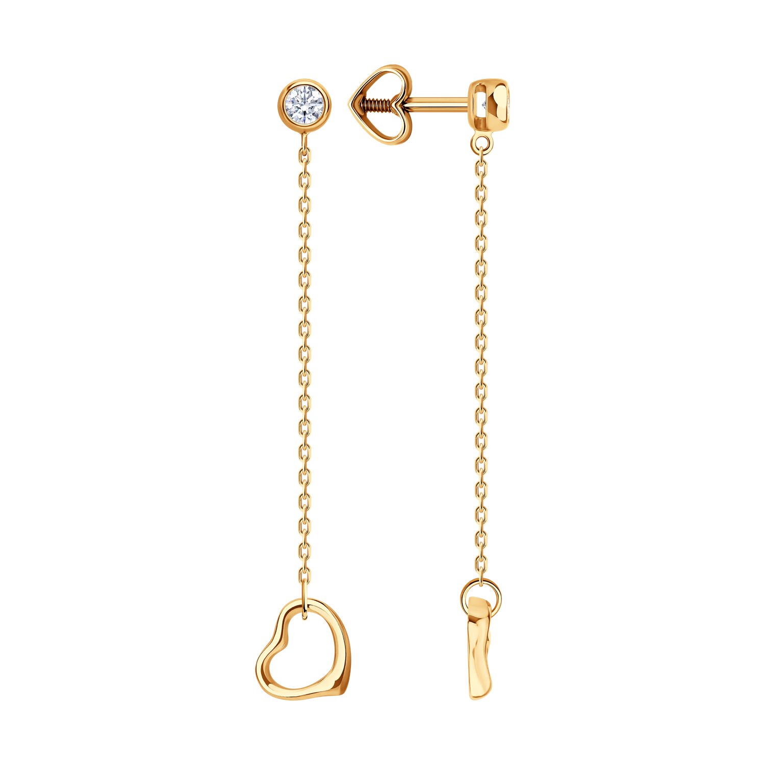 Sokolov gold earrings with zirconia