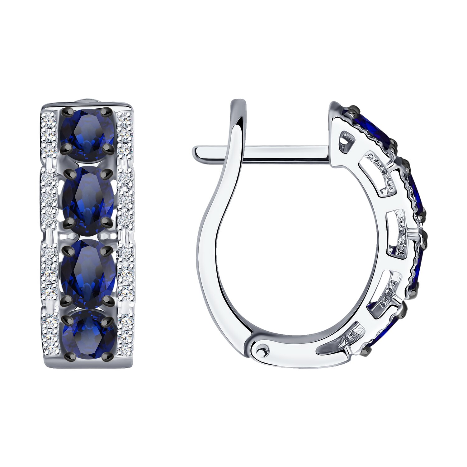 Sokolov white gold earrings with diamonds and sapphires