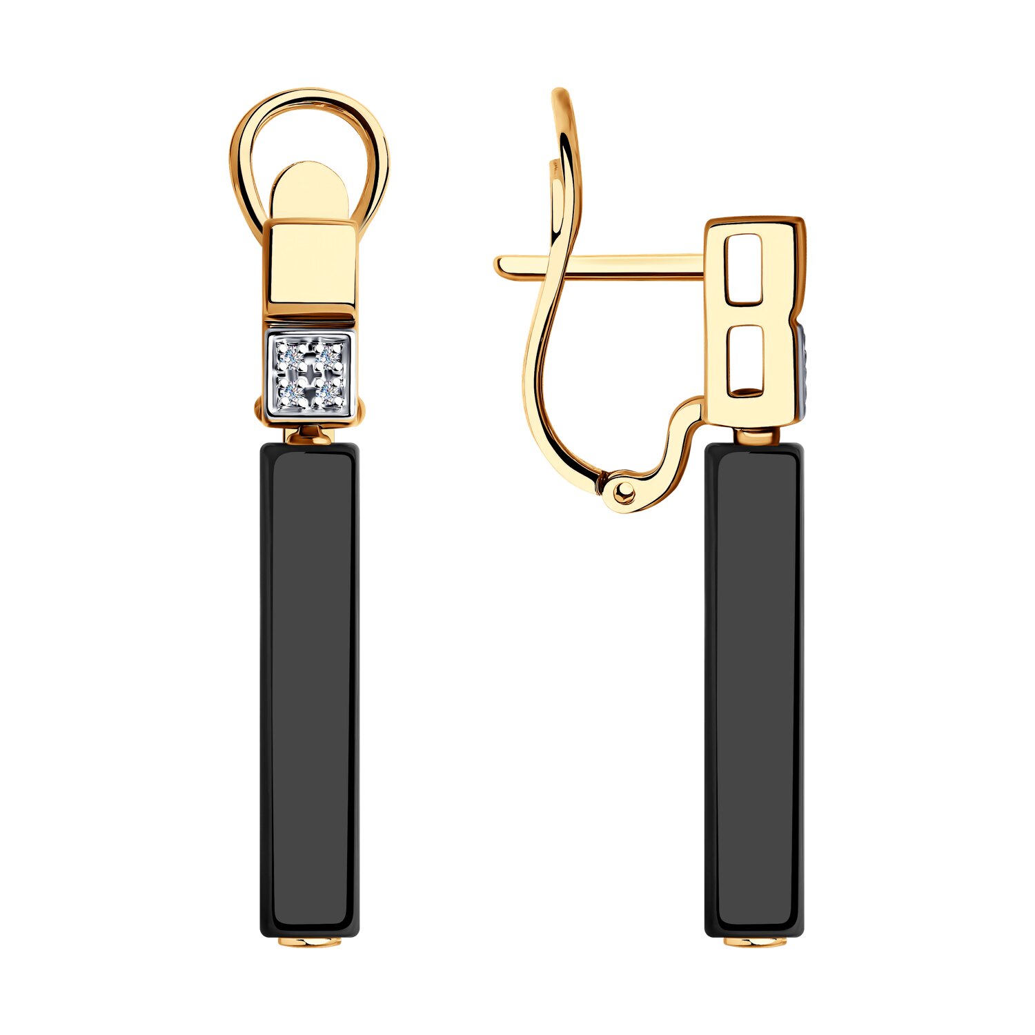 Sokolov gold earrings with diamonds and ceramic