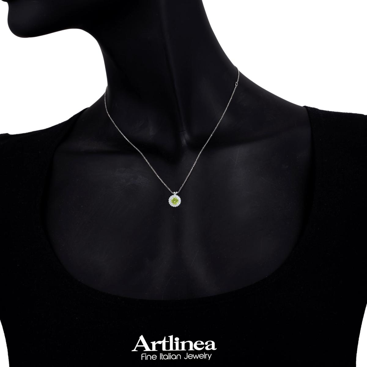 Колье Artlinea из белого золота с бриллиантами и перидотом