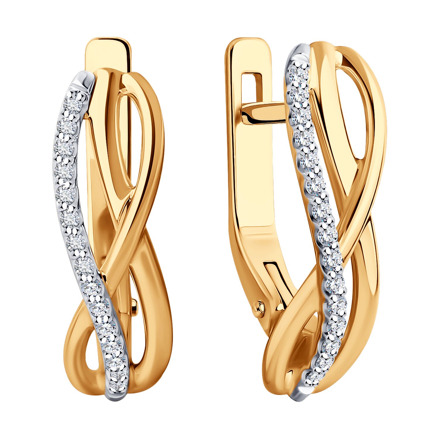 Sokolov gold earrings with diamonds - image 2