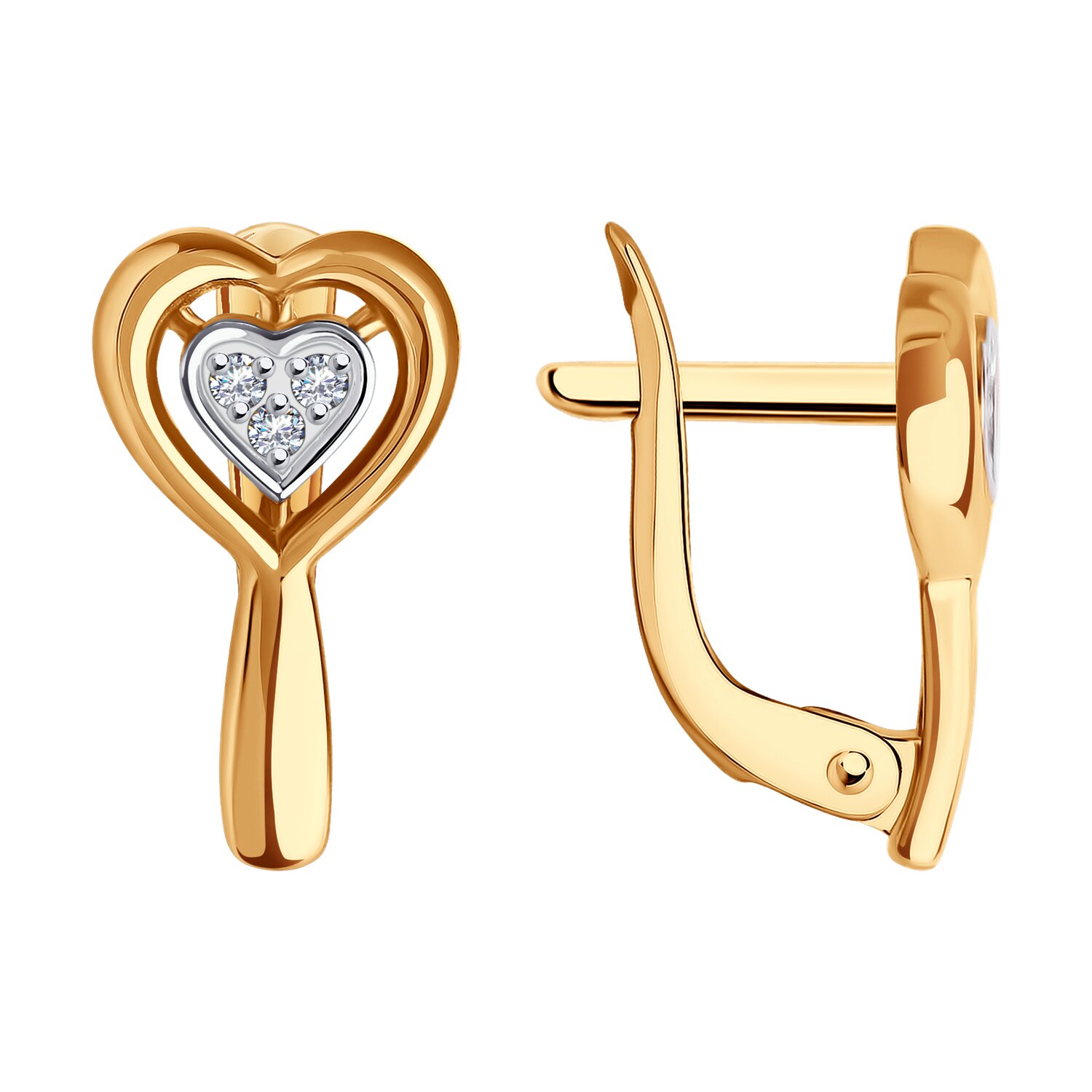 Sokolov gold earrings with zirconia  