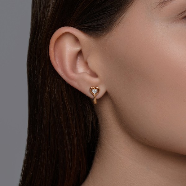 Sokolov gold earrings with zirconia   - image 3