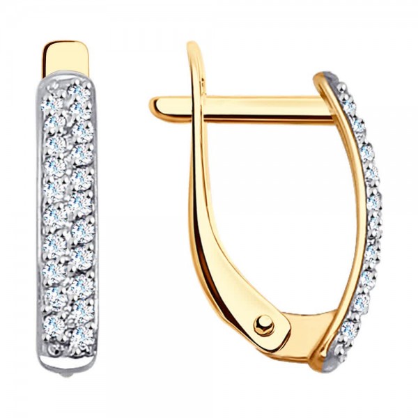 Sokolov gold earrings with zirconia