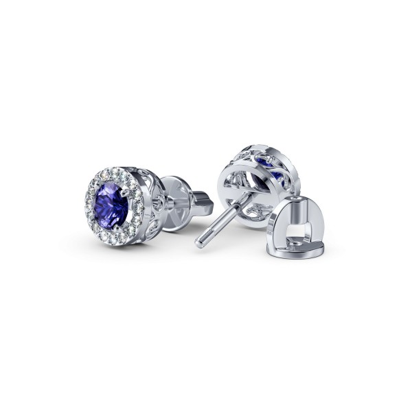 Cercei Sokolov din aur alb cu diamante și tanzanite - image 3