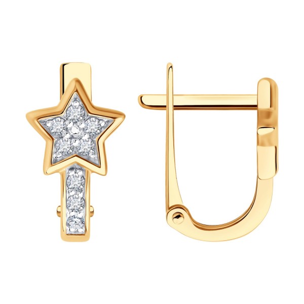 Gold Sokolov earrings with zirconia  