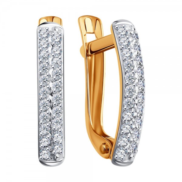 Sokolov gold earrings with zirconia - image 2