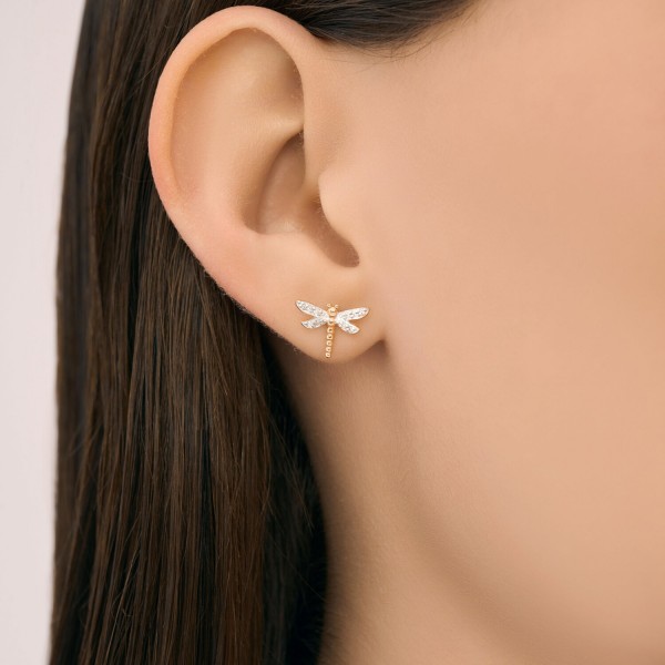 Gold Sokolov earrings with diamonds - image 3